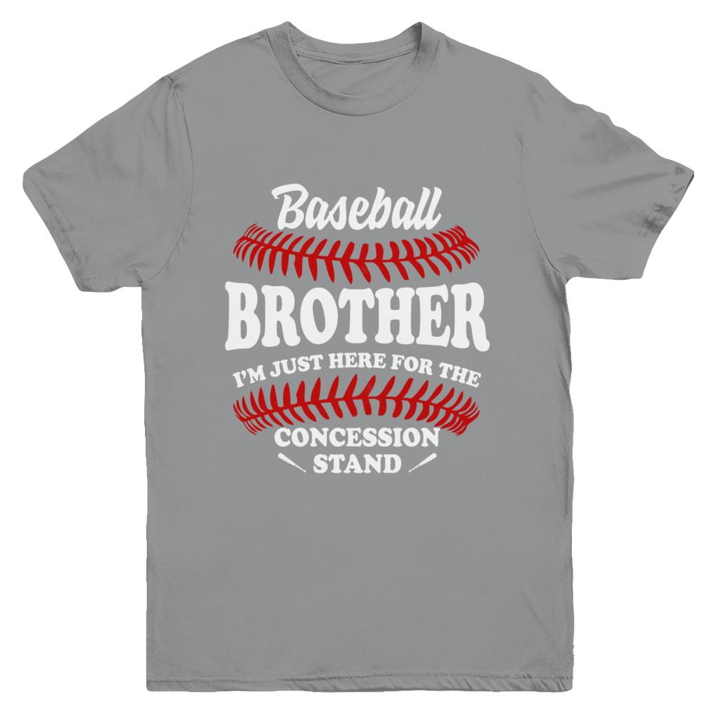 Baseball Brother I'm Just Here For The Concession Stand Youth-Youth Shirt-Youth T-Shirt-Sport Grey