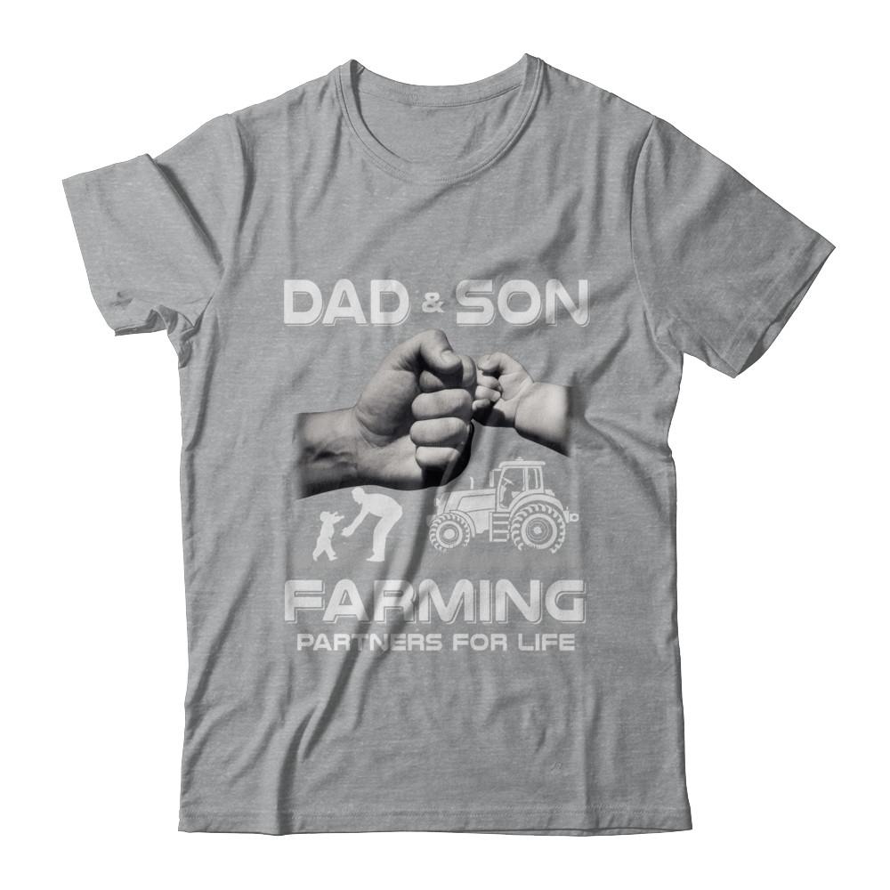 Farmer Dad And Son Farming Partners For Life Fathers Day-T-Shirt & Hoodie-Classic T-Shirt-Sport Grey