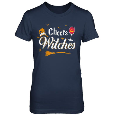 Cheers Witches Happy Hallowine Witch Halloween-T-Shirt & Hoodie-Women's T-Shirt-Navy