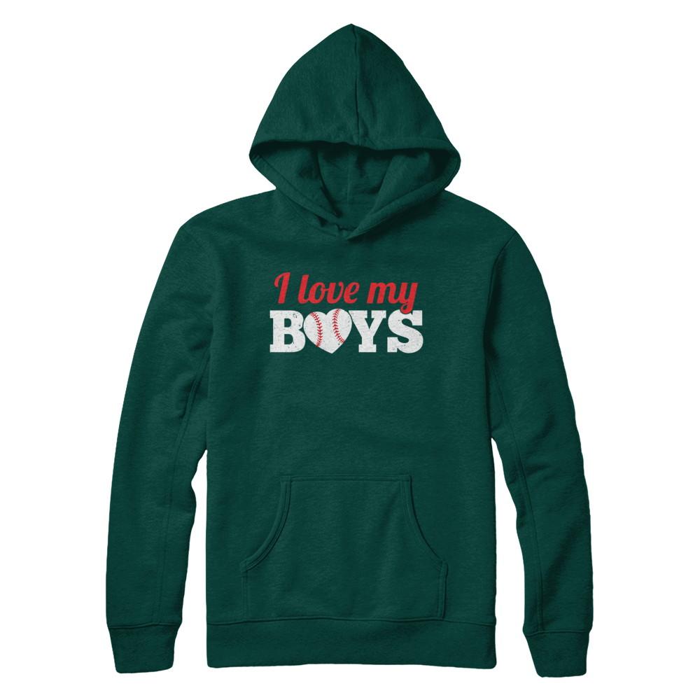 Love My Boys Mom And Dad Baseball-T-Shirt & Hoodie-Pullover Hoodie-Deep Forest