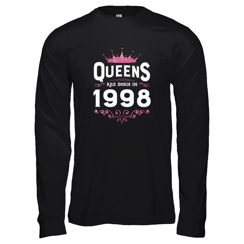 Queens Are Born In 1998 Birthday Gift-T-Shirt & Tank Top-Long Sleeve T-Shirt-Black