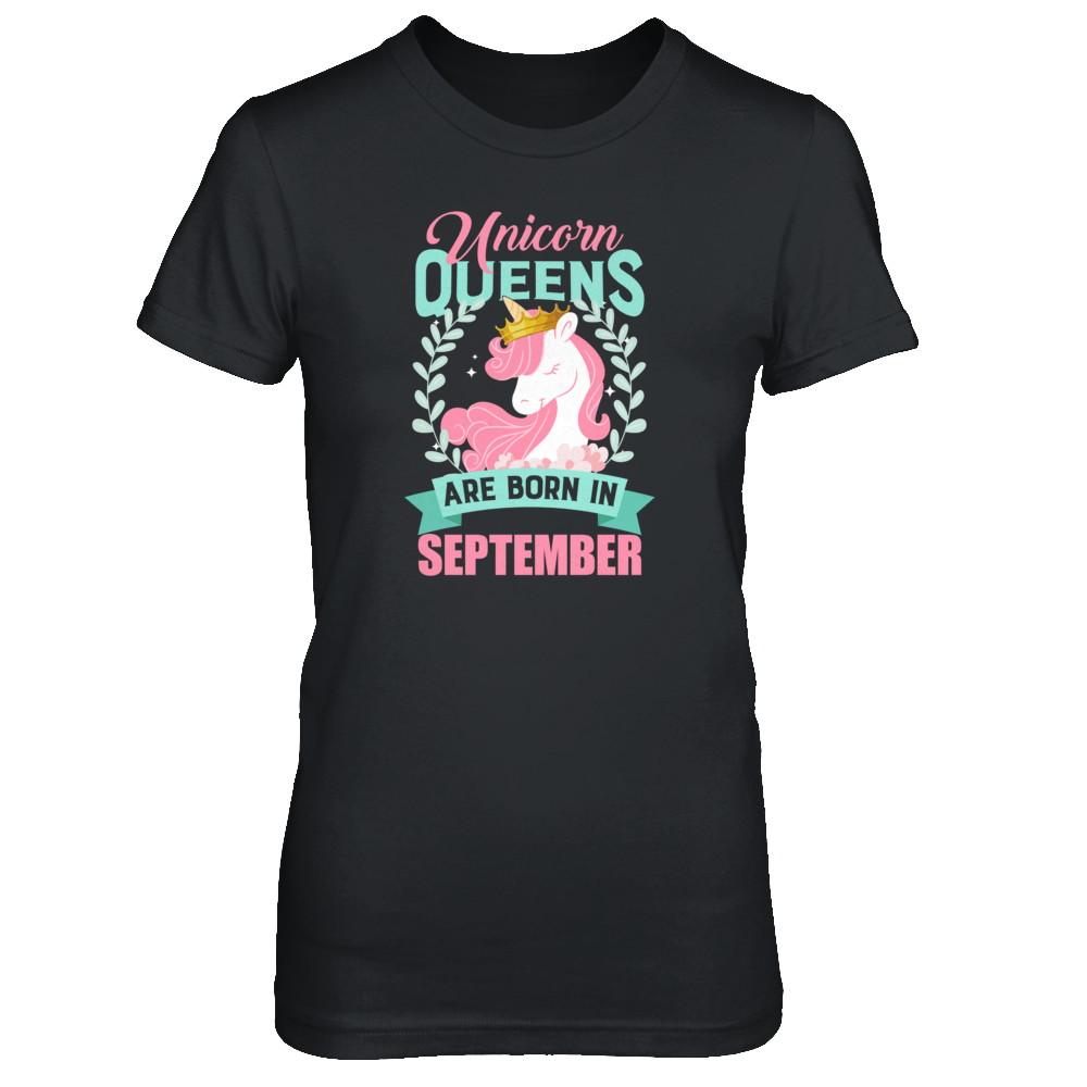Unicorn Queens Are Born In September Birthday Gift-T-Shirt & Tank Top-Women's T-Shirt-Black