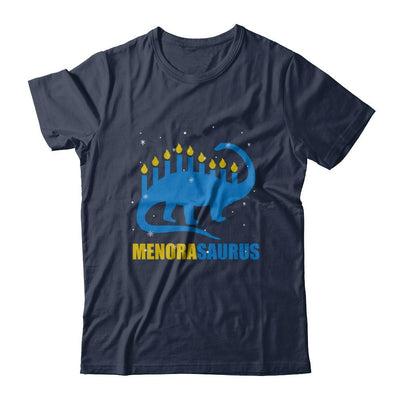 Funny Hanukkah Dinosaur Menorah Brontosaurus Menorasaurus-T-Shirt & Sweatshirt-Classic T-Shirt-Navy
