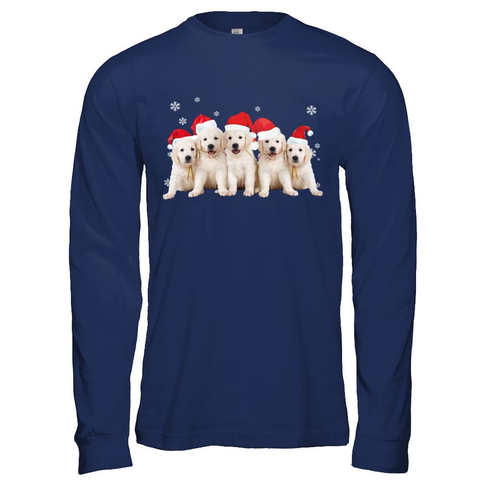 Funny Golden Retriever Puppies Christmas Dog Gift-T-Shirt & Hoodie-Long Sleeve T-Shirt-Navy