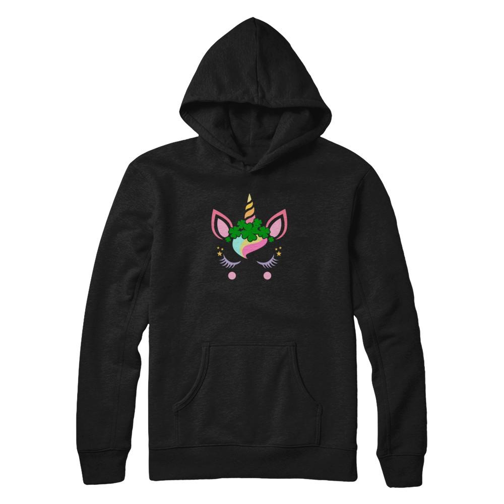 St Patrick's Day Leprechaun Unicorn Face-T-Shirt & Tank Top-Pullover Hoodie-Black