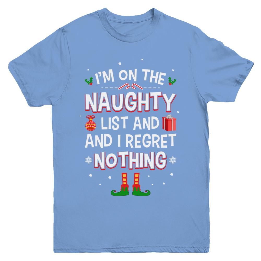 I'm On The Naughty List Funny Christmas Youth-Youth Shirt-Youth T-Shirt-Carolina Blue
