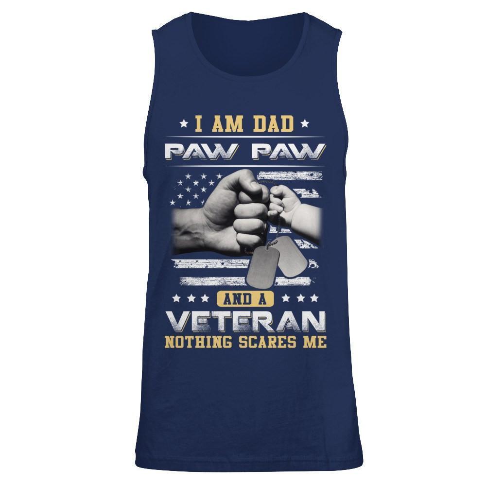 I'm A Dad Paw Paw And A Veteran Nothing Scares Me-T-Shirt & Hoodie-Unisex Tank-Navy