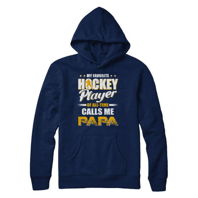 My Favorite Hockey Player Calls Me Papa Hockey-T-Shirt & Hoodie-Pullover Hoodie-Navy
