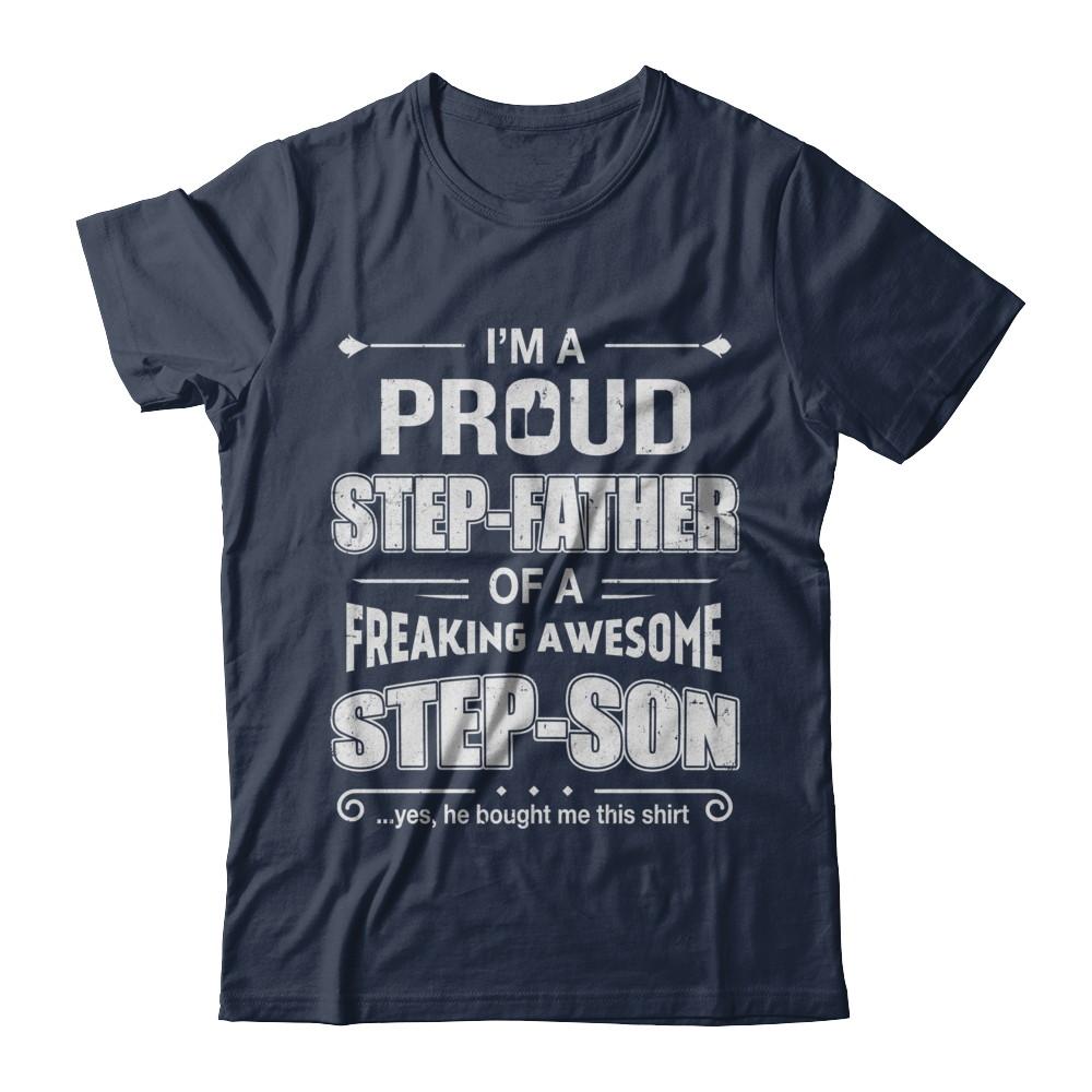 I'm A Proud Step-Father Of Awesome Step-Son Fathers Day-T-Shirt & Hoodie-Classic T-Shirt-Navy