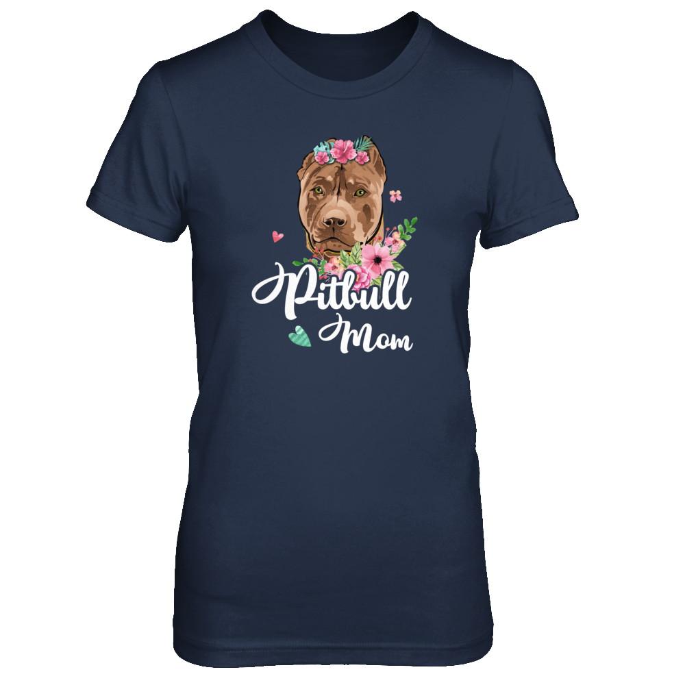 Pit bull Mom Funny Dog Mom Gift Idea-T-Shirt & Tank Top-Women's T-Shirt-Navy
