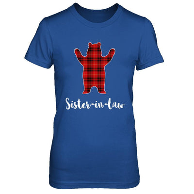 Red Sister-In-Law Bear Buffalo Plaid Family Christmas Pajamas-T-Shirt & Sweatshirt-Women's T-Shirt-Royal