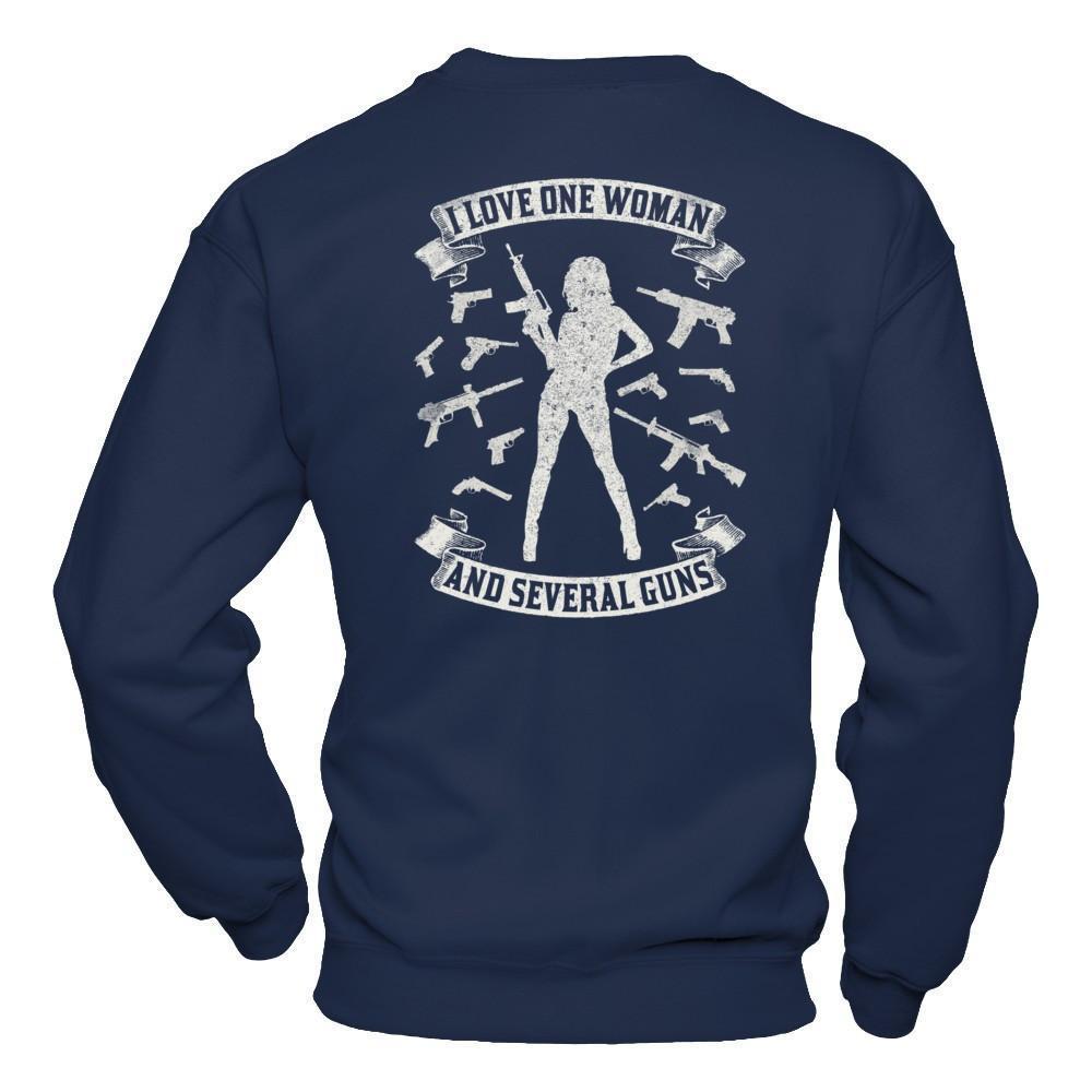 I Love One Woman And Several Guns-T-Shirt & Hoodie-Crewneck Sweatshirt-Navy