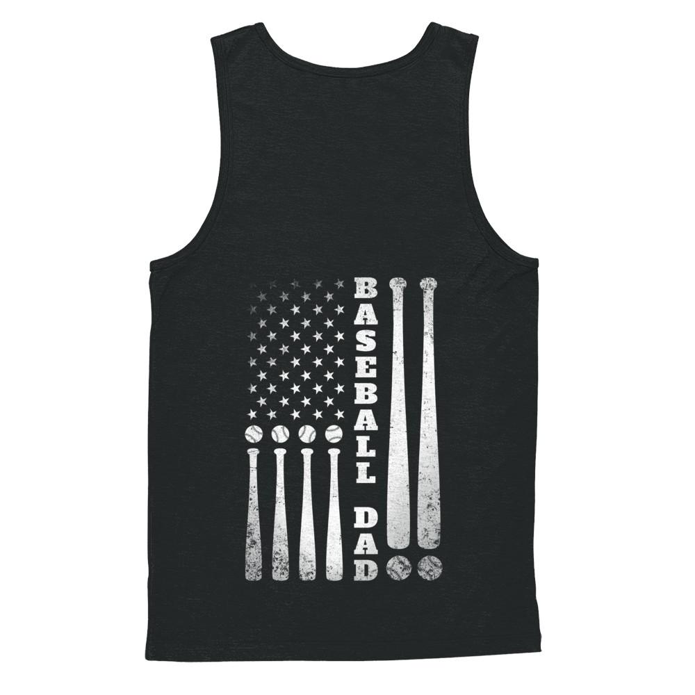American Flag Vintage Baseball Dad Father's Day-T-Shirt & Hoodie-Unisex Tank-Black