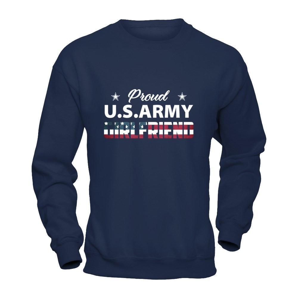 Proud Us Army Girlfriend-T-Shirt & Hoodie-Crewneck Sweatshirt-Navy