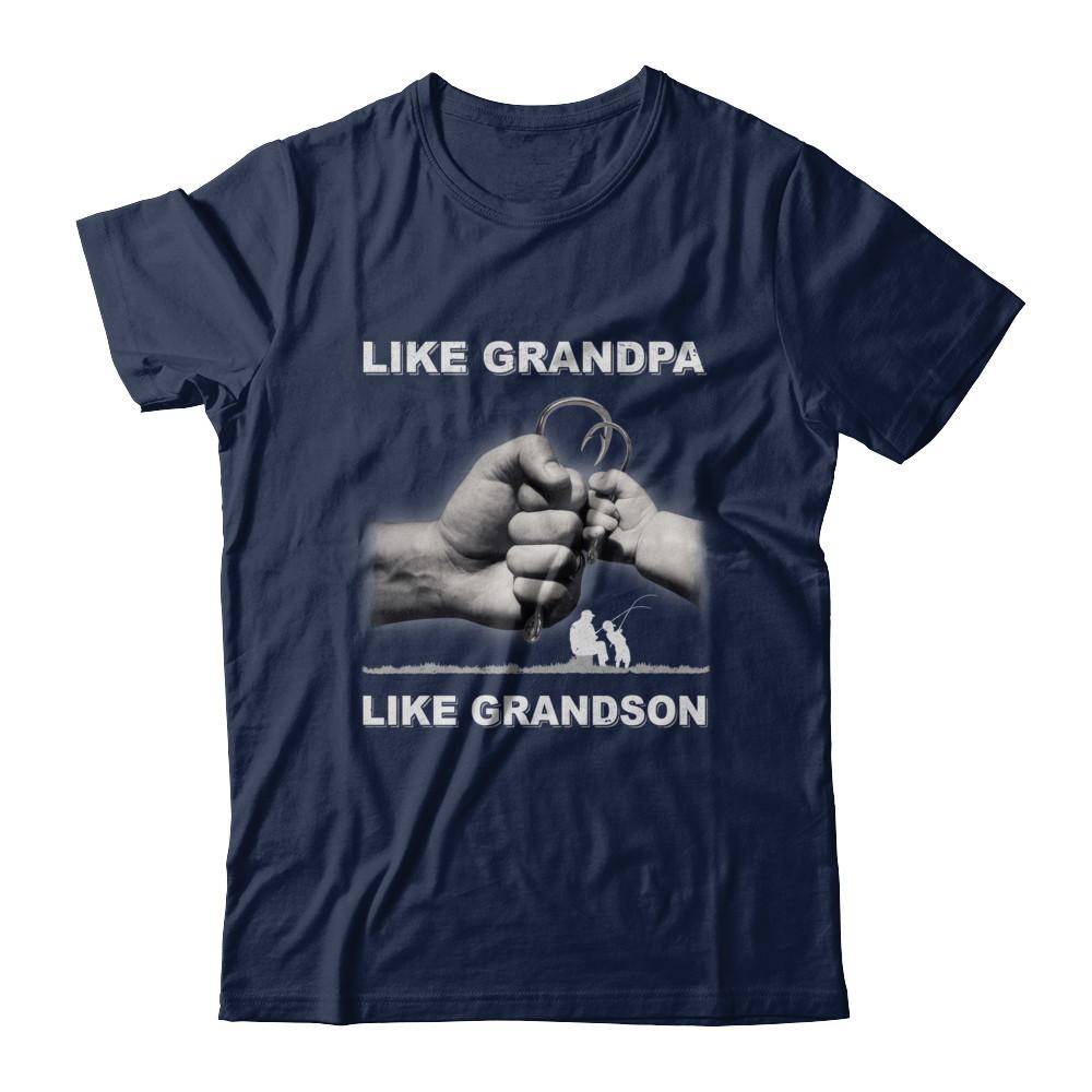 Like Grandpa Like Grandson Fishing Fish Fathers Day-T-Shirt & Hoodie-Classic T-Shirt-Navy