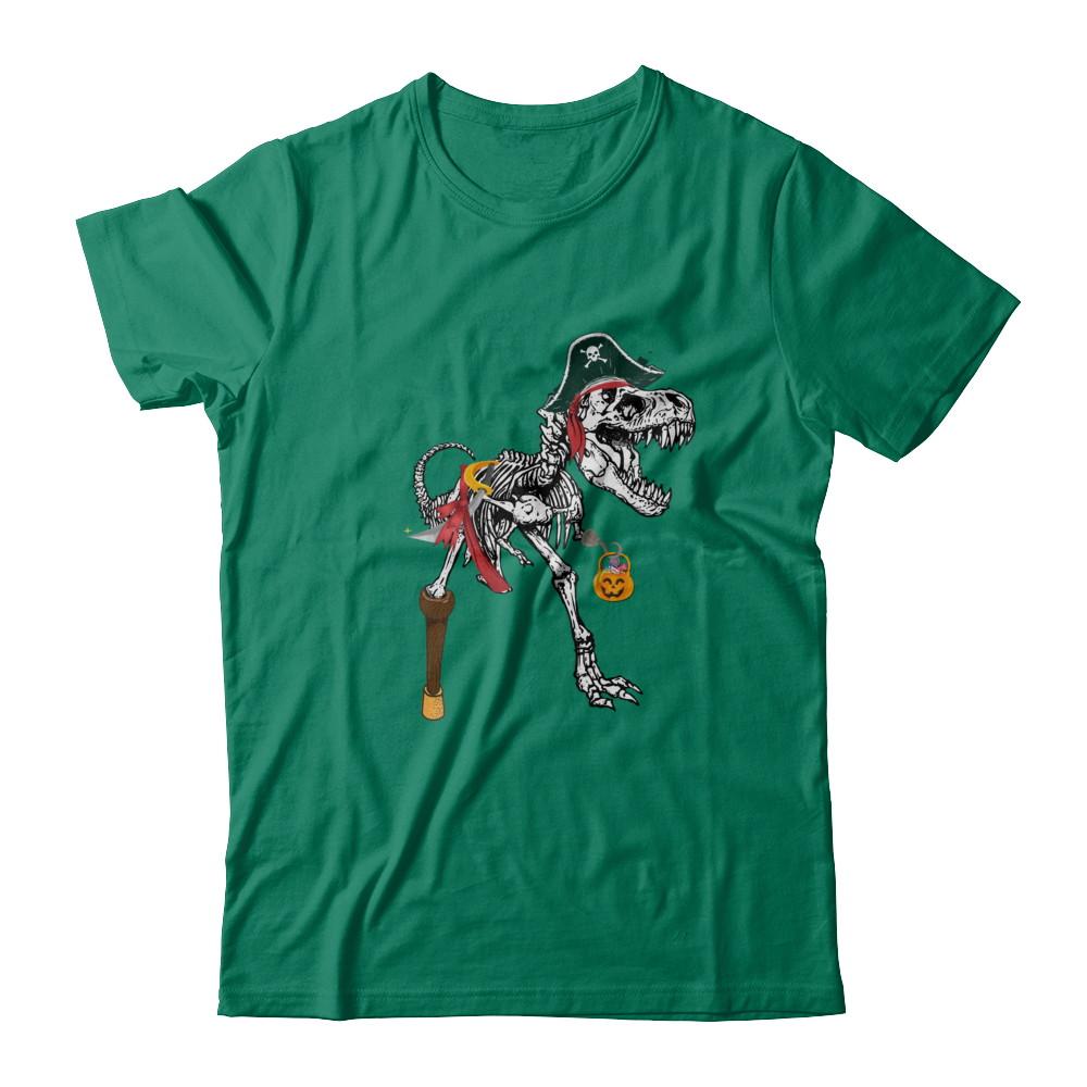 Dinosaurs T-Rex Skeleton Pirate Halloween Saurus For Men Women-T-Shirt & Hoodie-Classic T-Shirt-Kelly Green