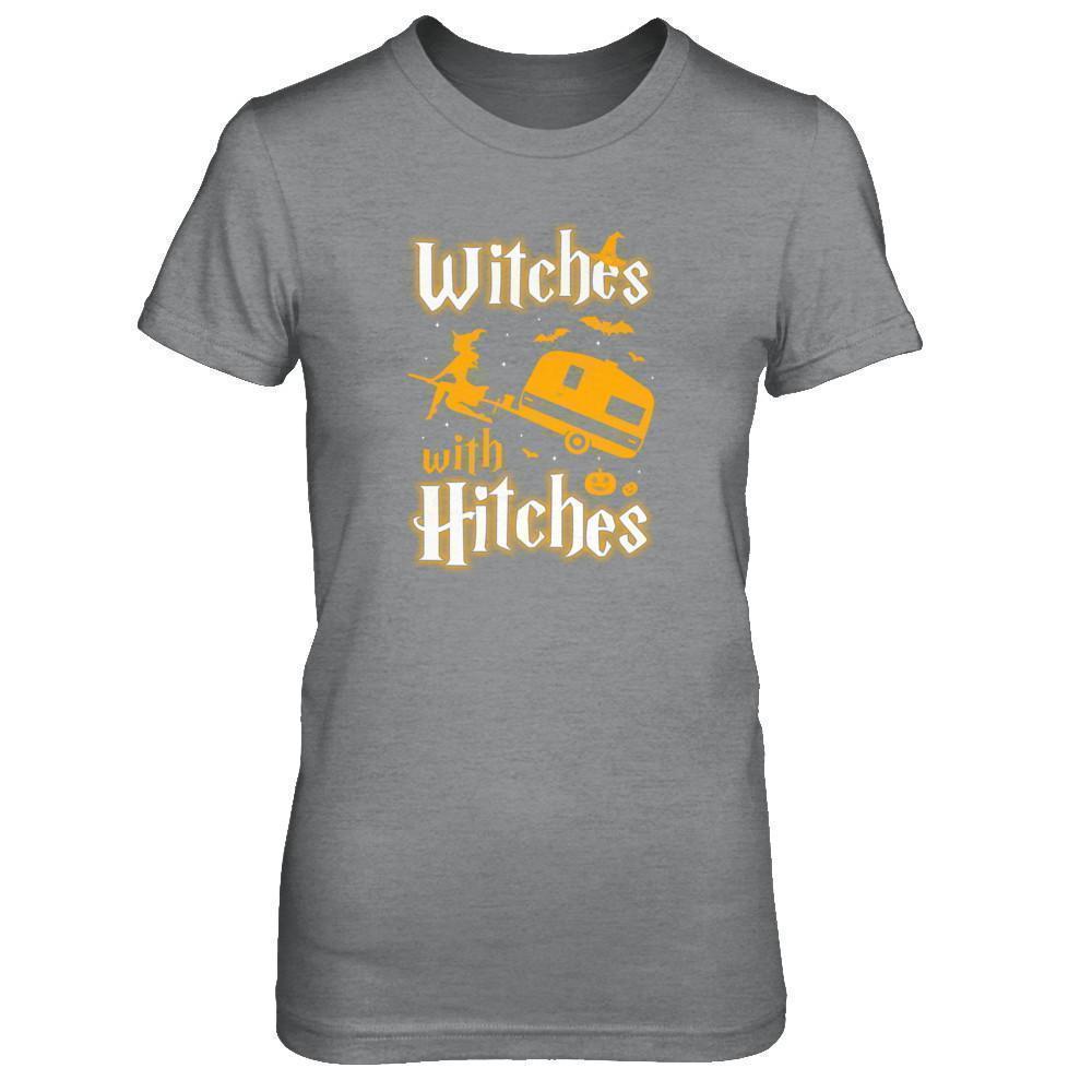 Witches With Hitches Camping Funny Halloween-T-Shirt & Tank Top-Women's T-Shirt-Sport Grey