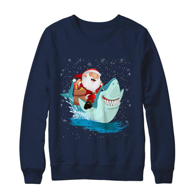 Santa Claus Riding Shark Christmas Xmas Gift-T-Shirt & Sweatshirt-Crewneck Sweatshirt-Navy