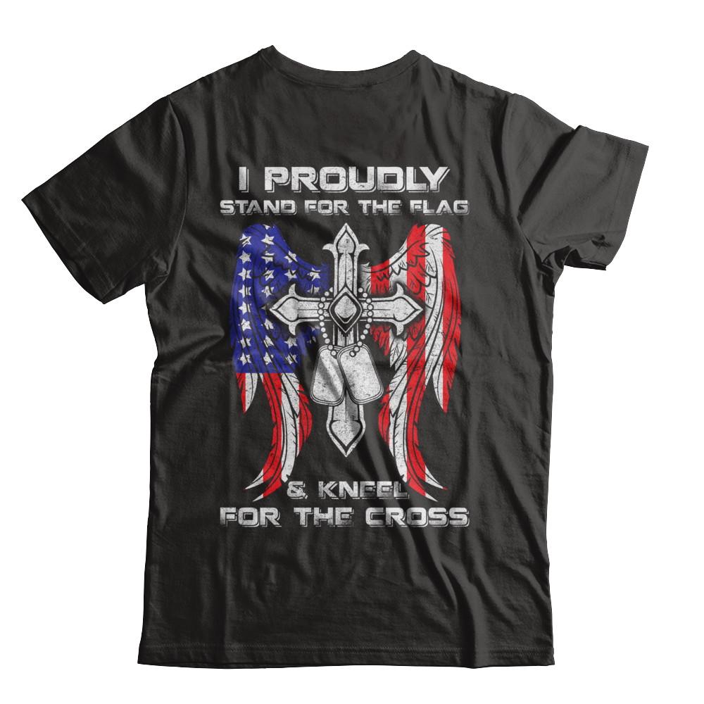 Veteran I Proudly Stand For The Flag Kneel For The Cross-T-Shirt & Hoodie-Premium T-Shirt-Black