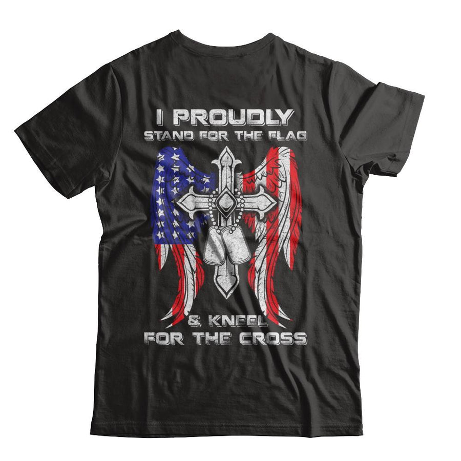 Veteran I Proudly Stand For The Flag Kneel For The Cross-T-Shirt & Hoodie-Premium T-Shirt-Black