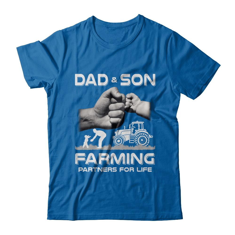 Farmer Dad And Son Farming Partners For Life Fathers Day-T-Shirt & Hoodie-Classic T-Shirt-Royal