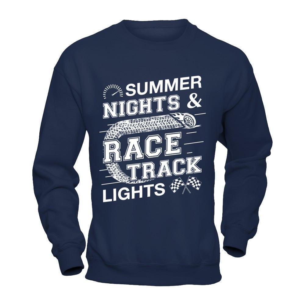 Summer Nights Race Track Lights-T-Shirt & Hoodie-Crewneck Sweatshirt-Navy