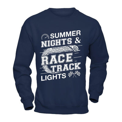 Summer Nights Race Track Lights-T-Shirt & Hoodie-Crewneck Sweatshirt-Navy