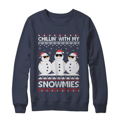 Chillin With My Snowmies Ugly Christmas Sweater-T-Shirt & Sweatshirt-Crewneck Sweatshirt-Navy