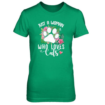 Just A Woman Who Loves Cats-T-Shirt & Tank Top-Women's T-Shirt-Irish Green