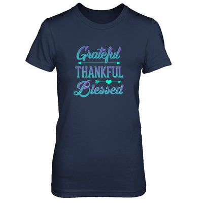 Grateful Thankful Blessed Thanksgiving-T-Shirt & Tank Top-Women's T-Shirt-Navy
