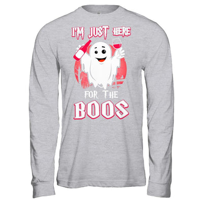 I'm Just Here For The Boos Halloween Wine-T-Shirt & Hoodie-Long Sleeve T-Shirt-Sport Grey