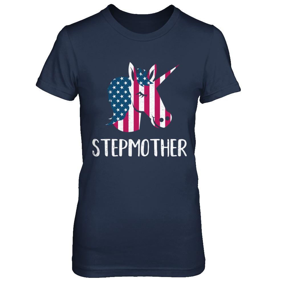 Patriotic Stepmother Unicorn Americorn 4Th Of July-T-Shirt & Hoodie-Women's T-Shirt-Navy