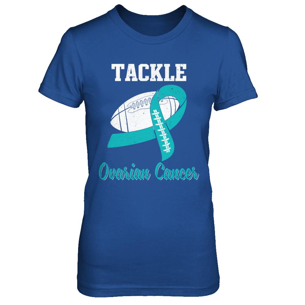 Football Survivor Tackle Teal Ovarian Cancer Awareness-T-Shirt & Hoodie-Women's T-Shirt-Royal