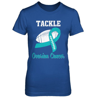 Football Survivor Tackle Teal Ovarian Cancer Awareness-T-Shirt & Hoodie-Women's T-Shirt-Royal