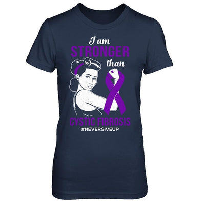 I Am Stronger Than Cystic Fibrosis Awareness Support-T-Shirt & Hoodie-Women's T-Shirt-Navy