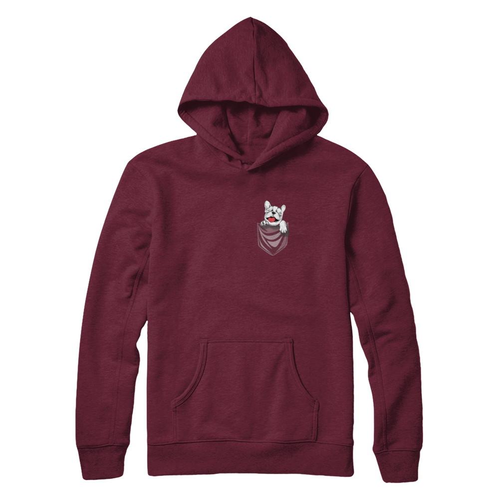 Funny Pocket French Bulldog Frenchie Dog Gift-T-Shirt & Hoodie-Pullover Hoodie-Maroon