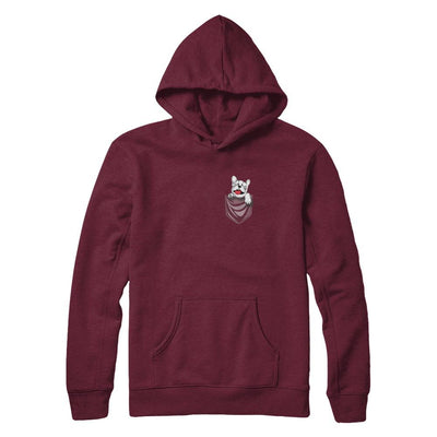 Funny Pocket French Bulldog Frenchie Dog Gift-T-Shirt & Hoodie-Pullover Hoodie-Maroon