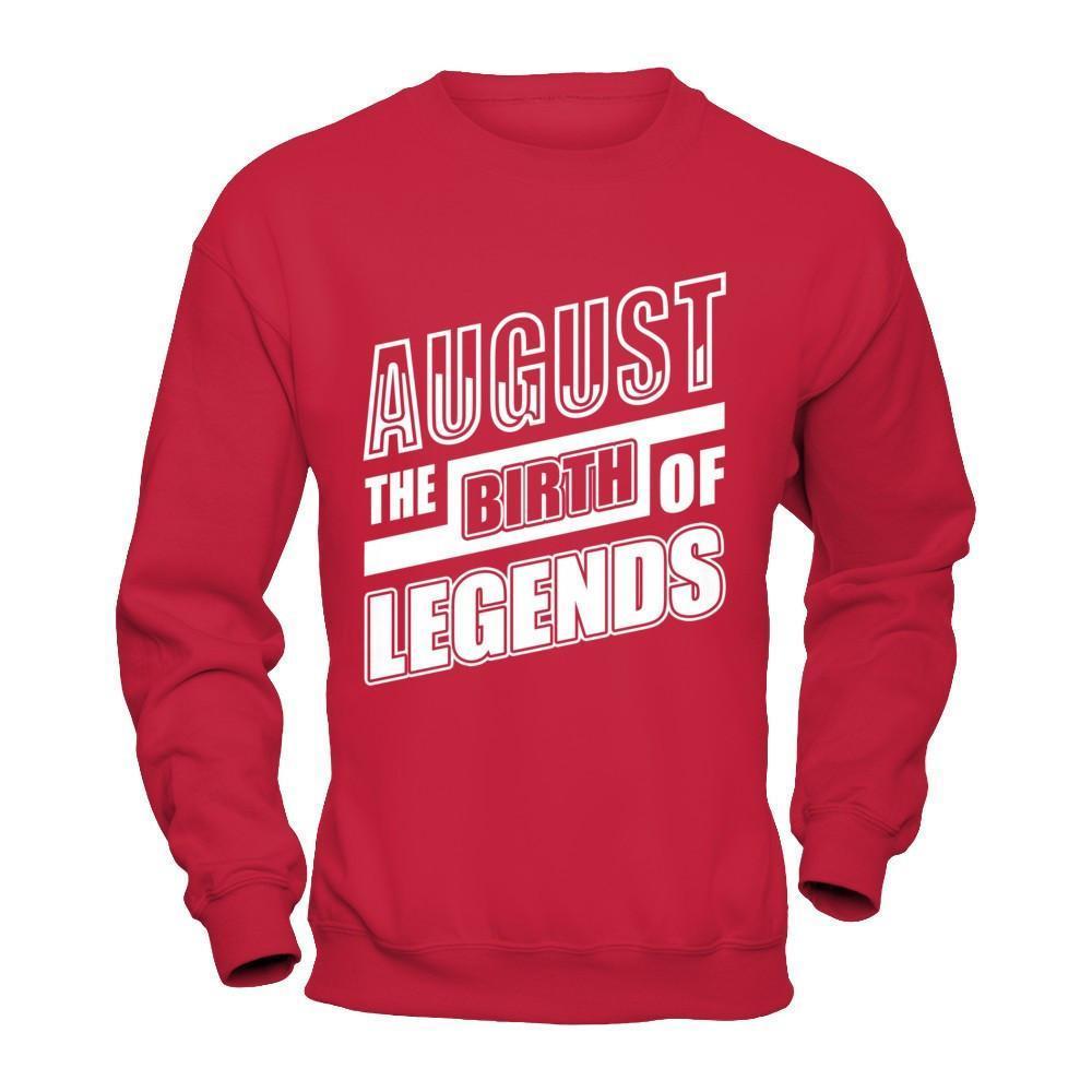 August The Birth Of Legends-T-Shirt & Hoodie-Crewneck Sweatshirt-Red