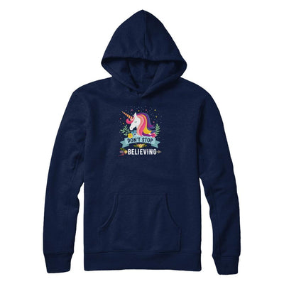 Unicorn Don't Stop Believing-T-Shirt & Tank Top-Pullover Hoodie-Navy