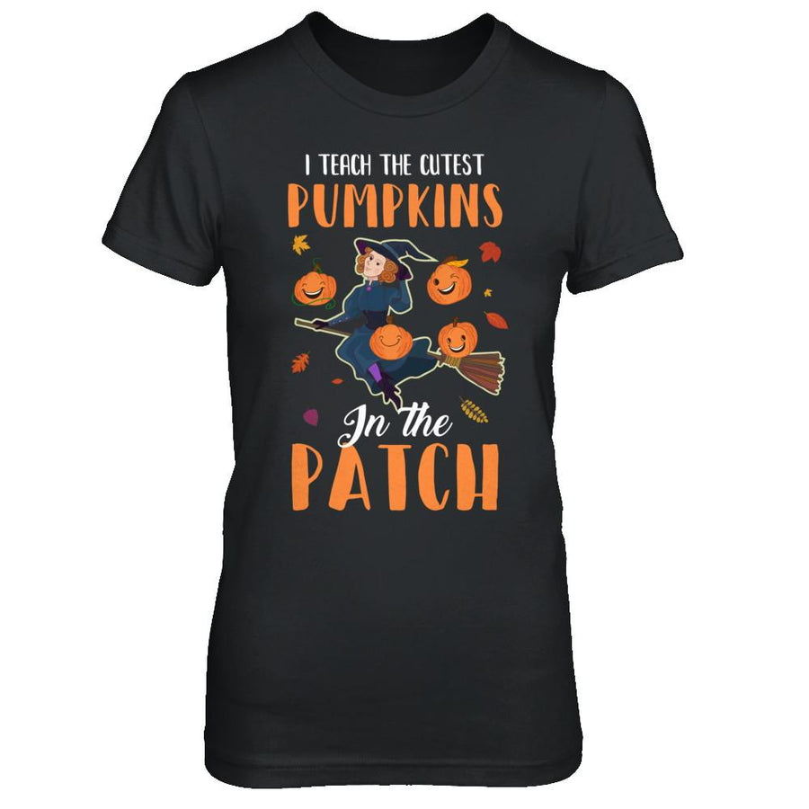 I Teach The Cutest Pumpkins In The Patch Witch Halloween-T-Shirt & Hoodie-Women's T-Shirt-Black