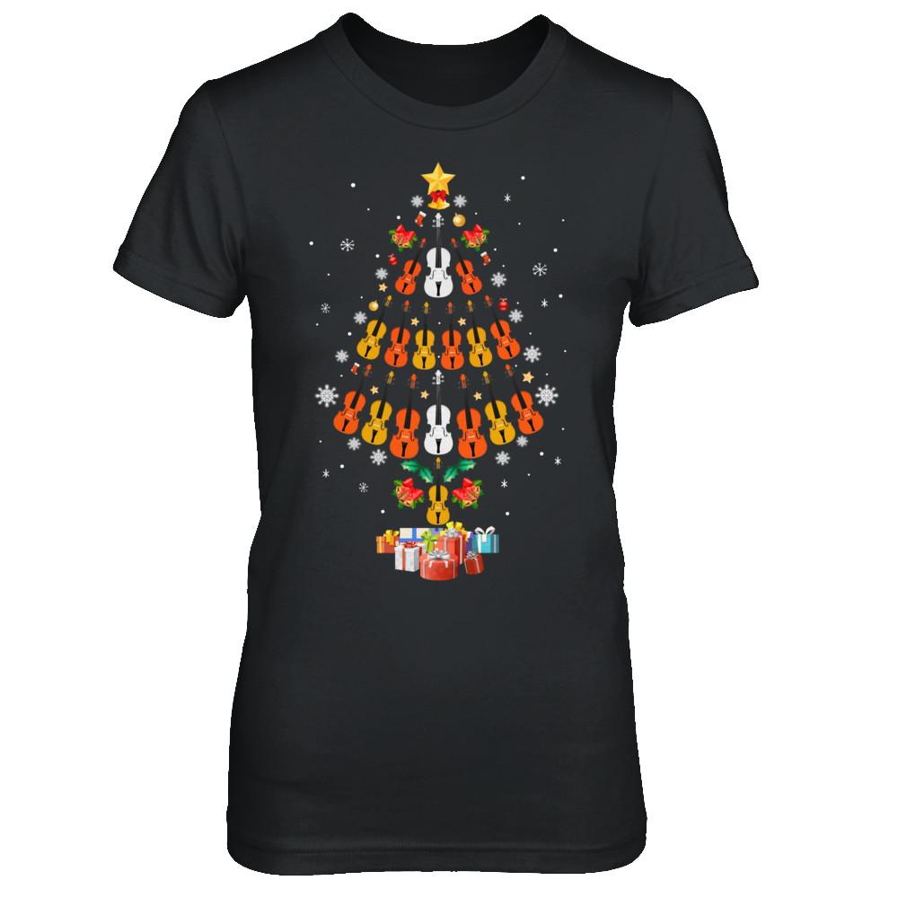 Music Violin Christmas Tree Merry Xmas Gift-T-Shirt & Sweatshirt-Women's T-Shirt-Black