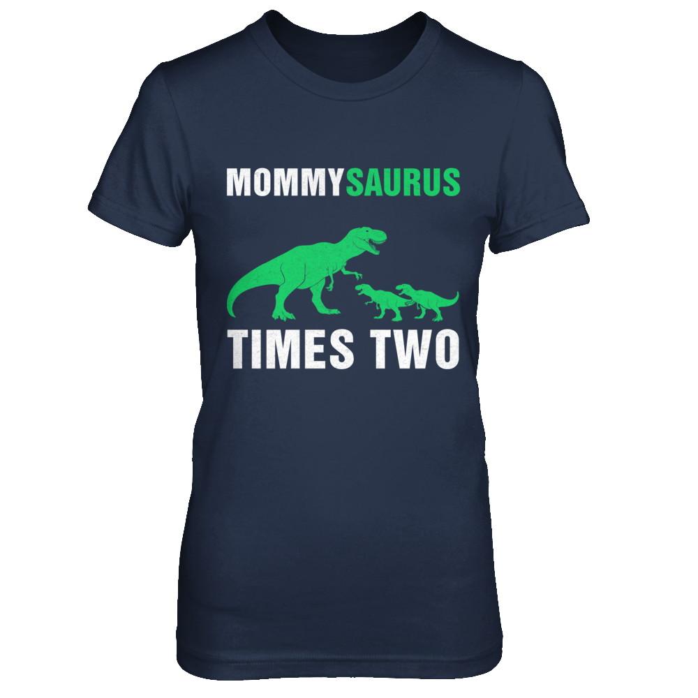 Mommysaurus Times Two Twins Mothers Day-T-Shirt & Hoodie-Women's T-Shirt-Navy
