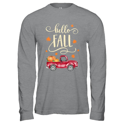 Vintage Hello Fall Pickup Pumpkin Patch Leaves-T-Shirt & Hoodie-Long Sleeve T-Shirt-Sport Grey