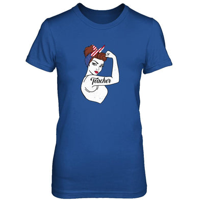 Teacher Vet Strong Woman American Flag Nursing 4Th Of July-T-Shirt & Tank Top-Women's T-Shirt-Royal