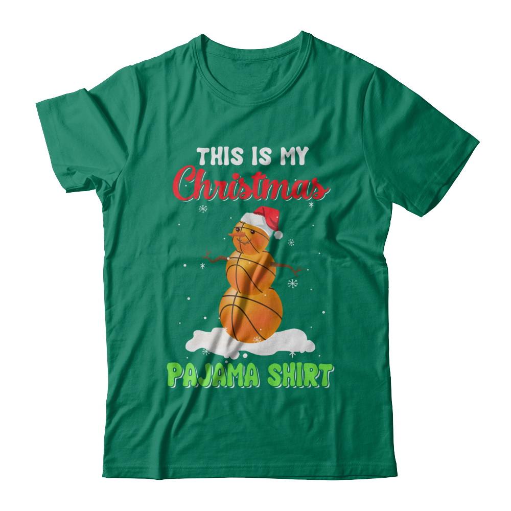 This Is My Christmas Pajama Xmas Snowman Basketball-T-Shirt & Sweatshirt-Classic T-Shirt-Kelly Green