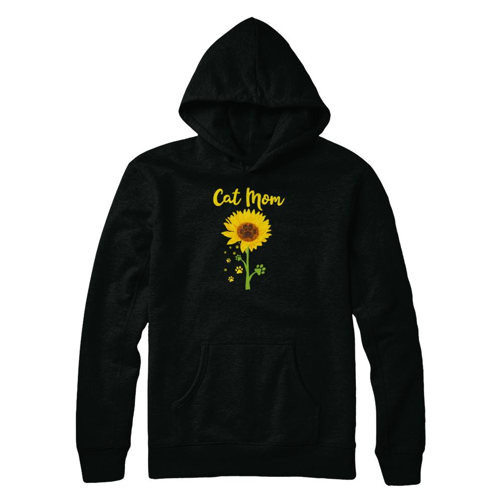 Funny Sunflower Cat Mom Paw Lover Mothers Day-T-Shirt & Tank Top-Pullover Hoodie-Black