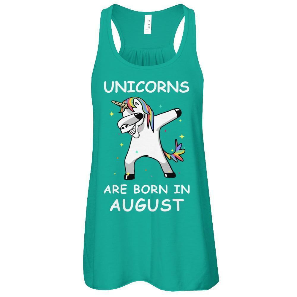 Unicorns Are Born In August Cute Dabbing-T-Shirt & Tank Top-Women's Flowy Racerback Tank-Kelly