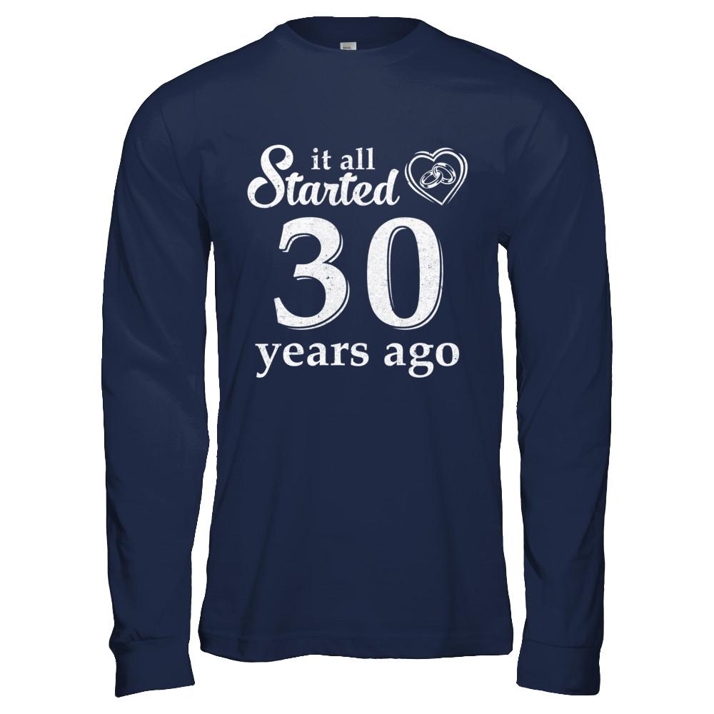 30Th Wedding Anniversary Married Couples 1991 Husband Wife-T-Shirt & Hoodie-Long Sleeve T-Shirt-Navy