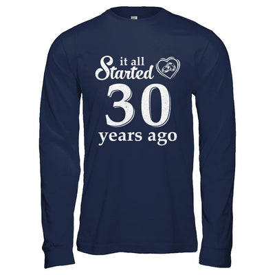 30Th Wedding Anniversary Married Couples 1991 Husband Wife-T-Shirt & Hoodie-Long Sleeve T-Shirt-Navy