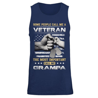 Some People Call Me Veteran The Most Important Call Me Grampa-T-Shirt & Hoodie-Unisex Tank-Navy